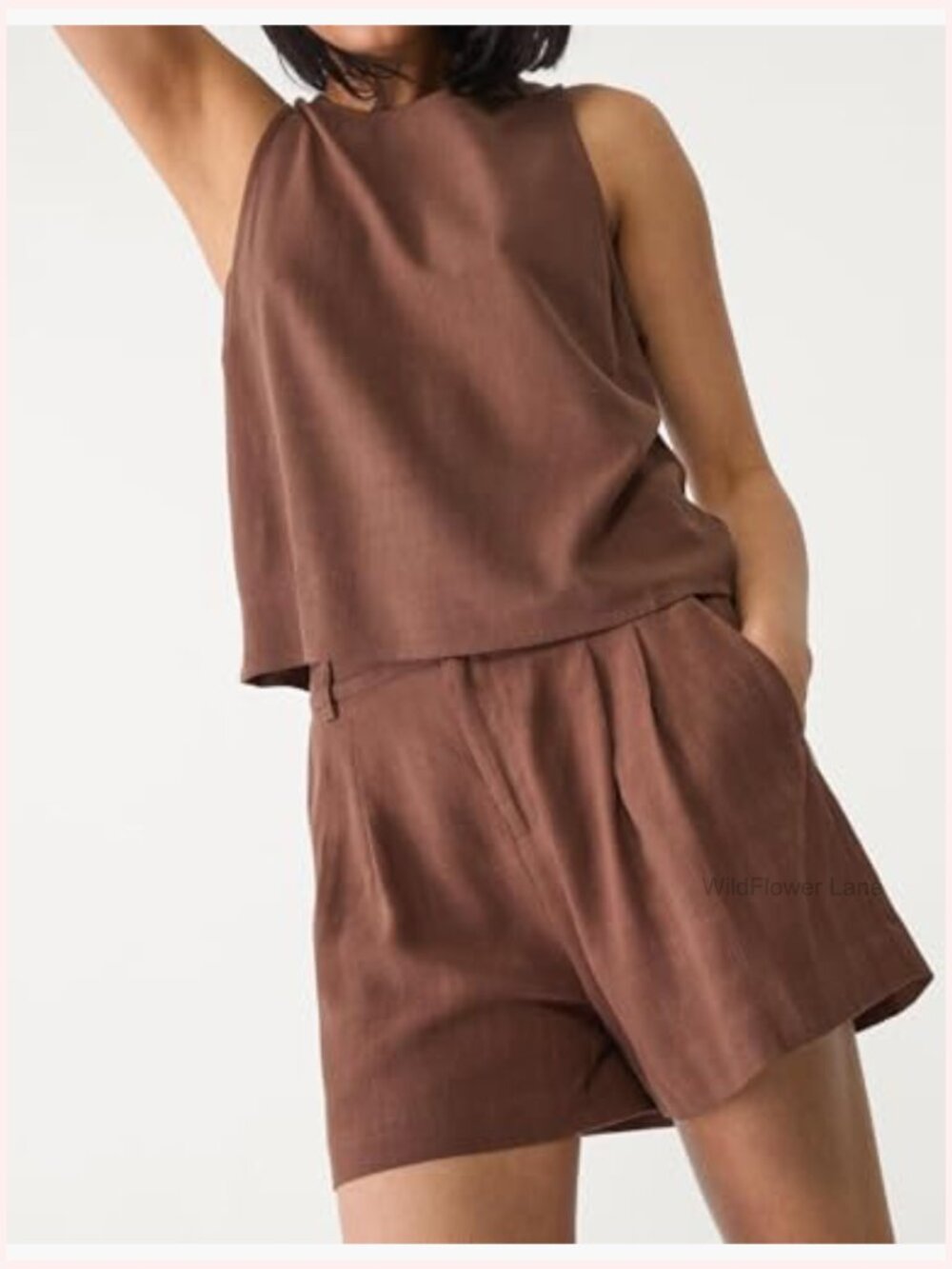Womens Linen Tank Top Sleeveless Casual Summer Beach Top - Picture 5 of 6